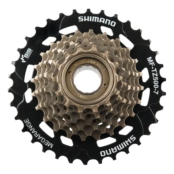 Piñón De Bicicleta Fijo Shimano Megarange 7v Color Negro/dorado 14-34 7 Velocidades