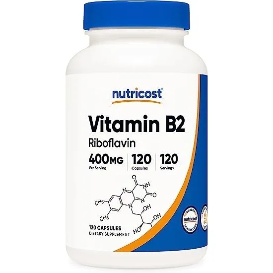 Original Vitamina B2 Nutricost 0.014 Onzas, 120 Cáp