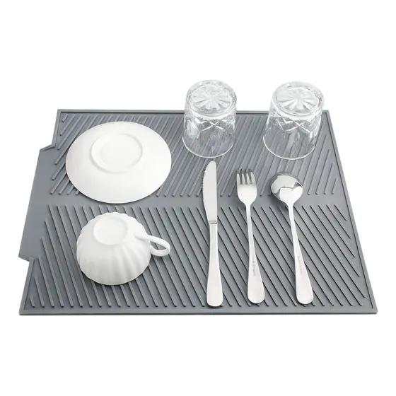 Tapete Escurridor Silicona Vasos Platos Cocina Barra Bar Color Gris
