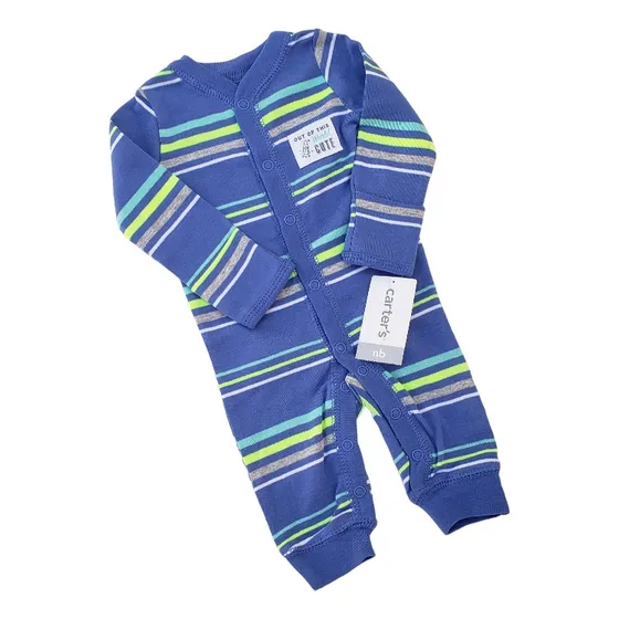 Enterito Pijama Sin Pies Carters Azul Rayas Algodón 
