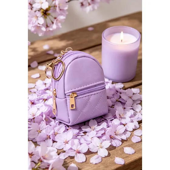 Chaveiro Mini Mochila Porta Moedas E Maquiagem Purple