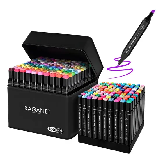 Marcadores Doble Punta Plumones Punta Pincel Fly 100 Colors
