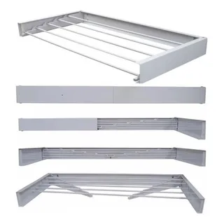 Varal Magico 7 Varetas 120cm Aluminio - Dobravel Branco Varal Magico 7 Varetas 120cm Aluminio - Dobravel Branco