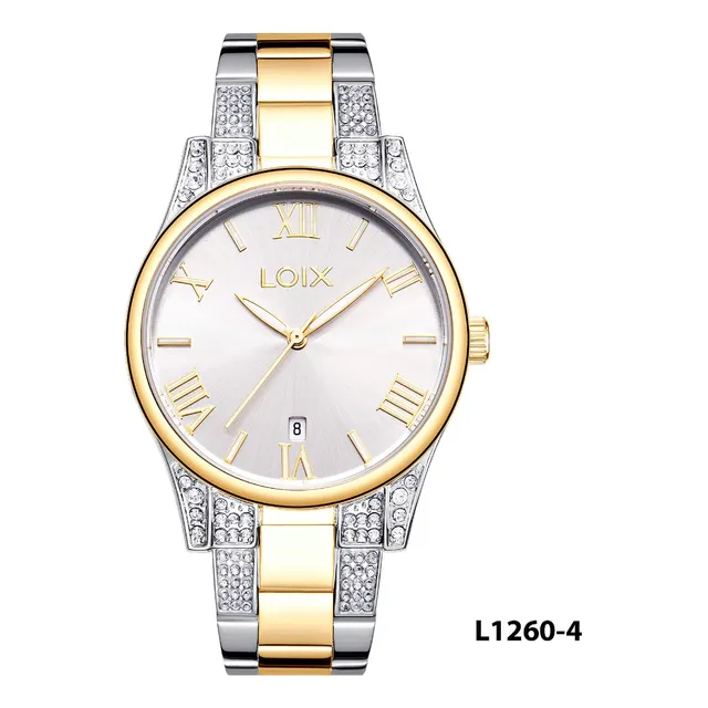 Reloj Mujer L1260-4 Plateado Con Dorado, Tablero Plateado