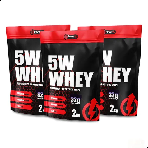 Combo 3 Un Whey Refil Suplemento 2kg Power Up 32g Protein
