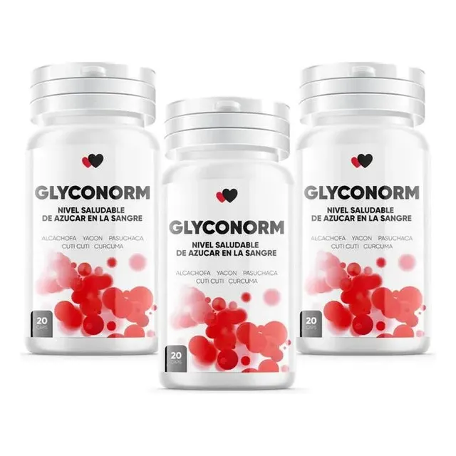 Glyconorm 500mg Regula El Azúcar 20 Capsulas 03 Frascos