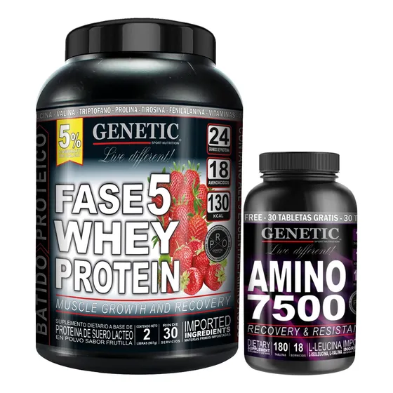 Crecimiento Muscular Whey Protein Fase 5 Amino 7500 Genetic