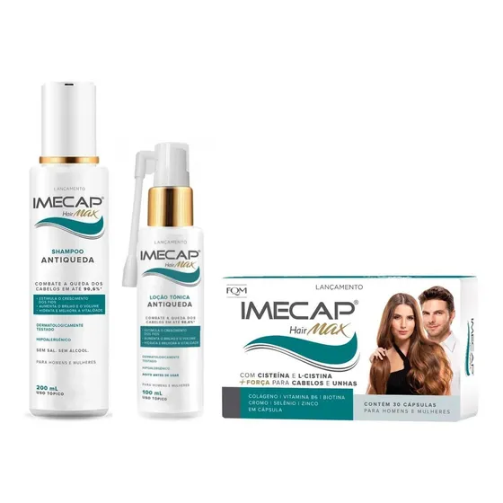 Kit Shampoo Loção Tônica E Capsulas Imecap Hair Max