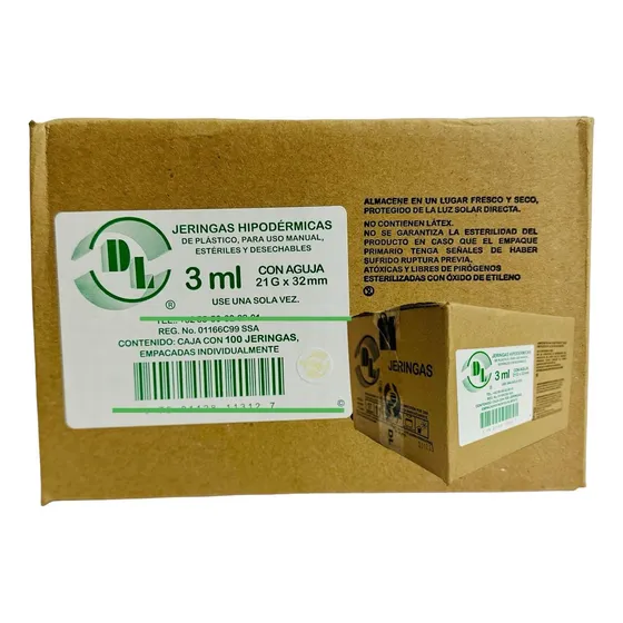 Jeringa 3ml Verde 21g X 32mm Dl Caja C/100