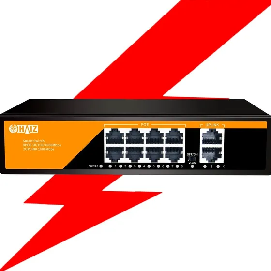 Switch Haiz Poe 8 Portas + 2 Uplink 10/100/1000mbps Gigabit