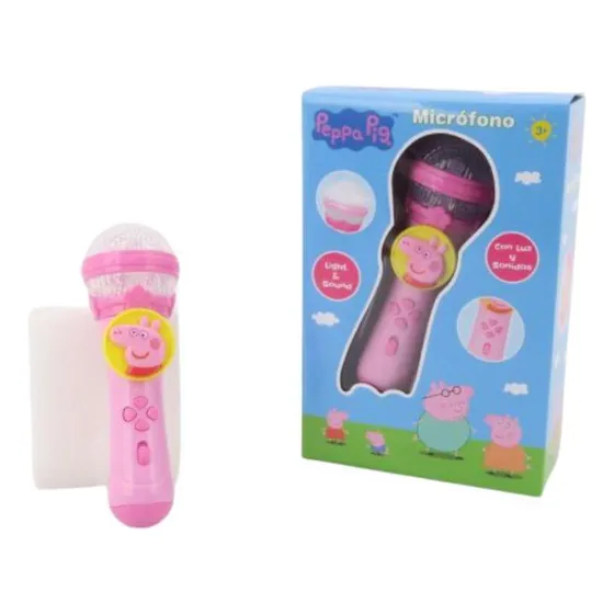 Micrófono Peppa Pig Con Luces Y Sonido 20cm