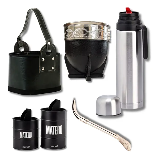 Set Matero Kit Mate Imperial Canasta Termo Manija + Latas 