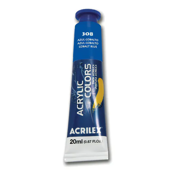 Pintura acrílica Acrilex, 20 ml, colores acrílicos, lienzo y otros colores 308, azul cobalto