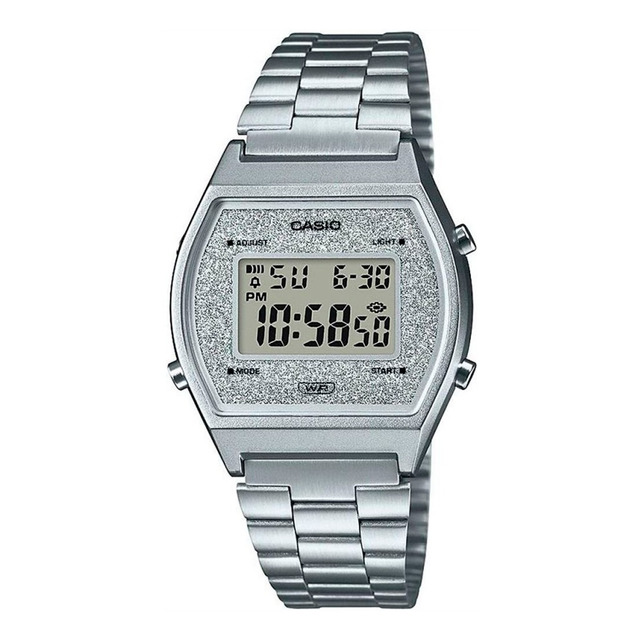 Relógio Casio Feminino Vintage Prata Gliter B640wdg-7df Relógio Casio Feminino Vintage Prata Gliter B640wdg-7df