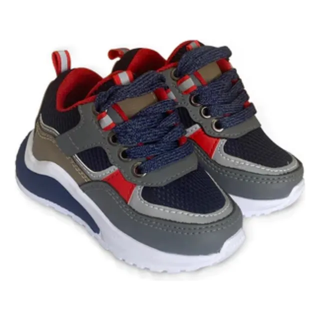 Zapato Deportivo Pocholin De Niño Del 33 Al 36  Gris-rojo
