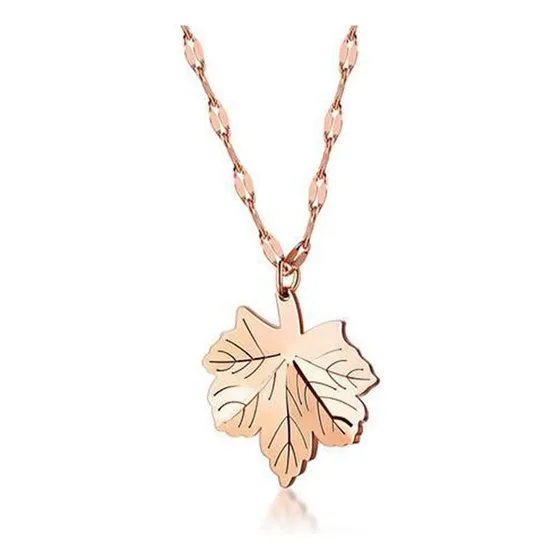 Collar Hoja De Maple Oro Rosa 18k Joyería Otoño
