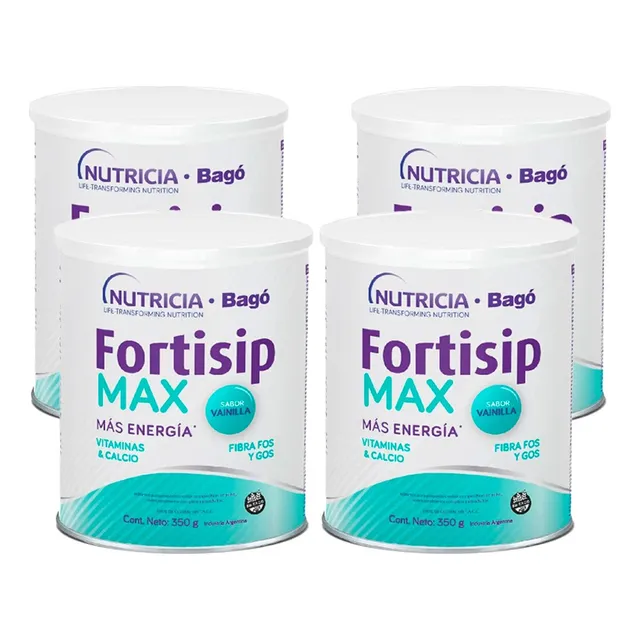 Fortisip Suplemento Max Vainilla Lata 350gr Pack X4un