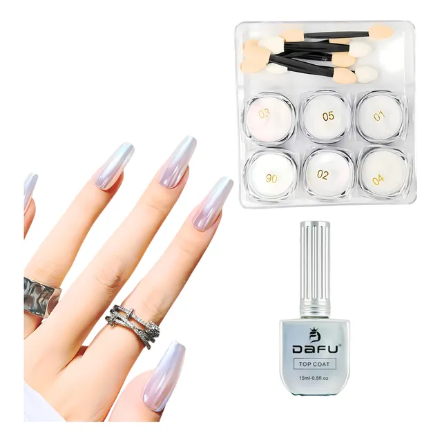 Kit Pó  Asa De Borboleta  + Top Coat Uv/led Decoração Unhas