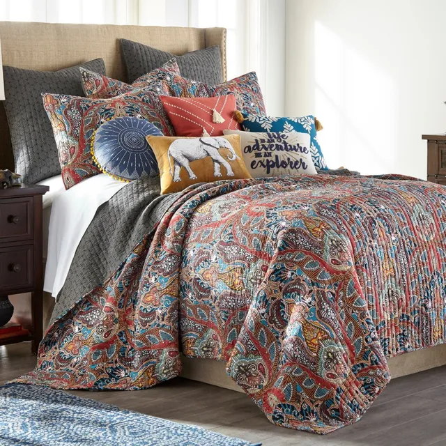 Set Cubrecama 1 1/2 Plaza Acolchado Quilt 4 Piezas Con Fundas Reversible Hecho De Microfibra Supersoft 