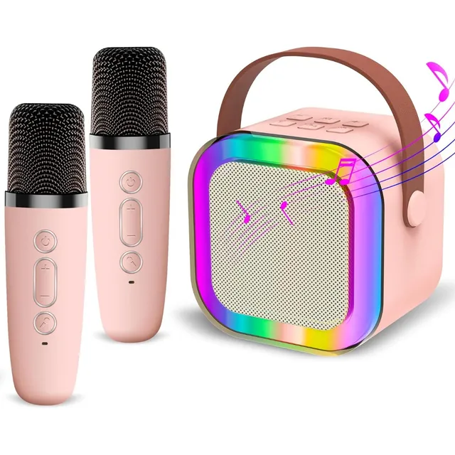 Mini Parlante Altavoces Música Y Karaoke Con 2 Micrófonos ©