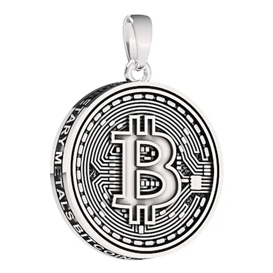 Pingente Bitcoin, Moeda Virtual, Prata 950