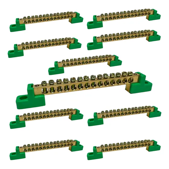 Kit 10 Barramento Terra 14 Furos Fix Parafuso