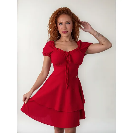 Vestido Duna Ciganinha Com Dois Babados Latex Nas Costas