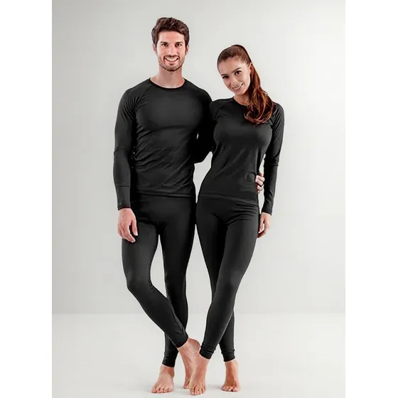 Conjunto Segunda Pele Térmica Flanelado Frio Intenso Preto Preto Lisa Único