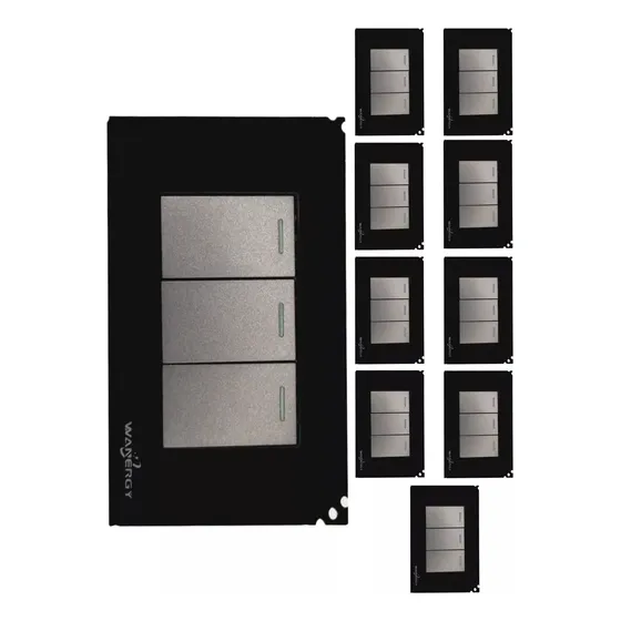 Pack 10 Pzs Placa Triple Apagador Acrílico Negro Cristal