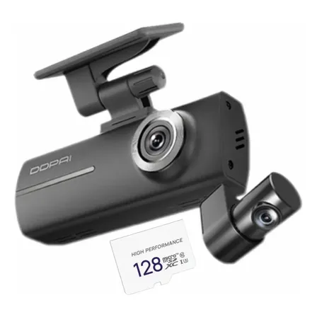 Câmera Veicular Ddpai N1 Dual 1296p+1080p Com Wi-fi, Dupla Gravação De Vídeo E Áudio Dash Cam Supercapacitor Visão Noturna Sensor G Gravação Em Loop Modo Estacionamento 24h E Com Sd 128gb