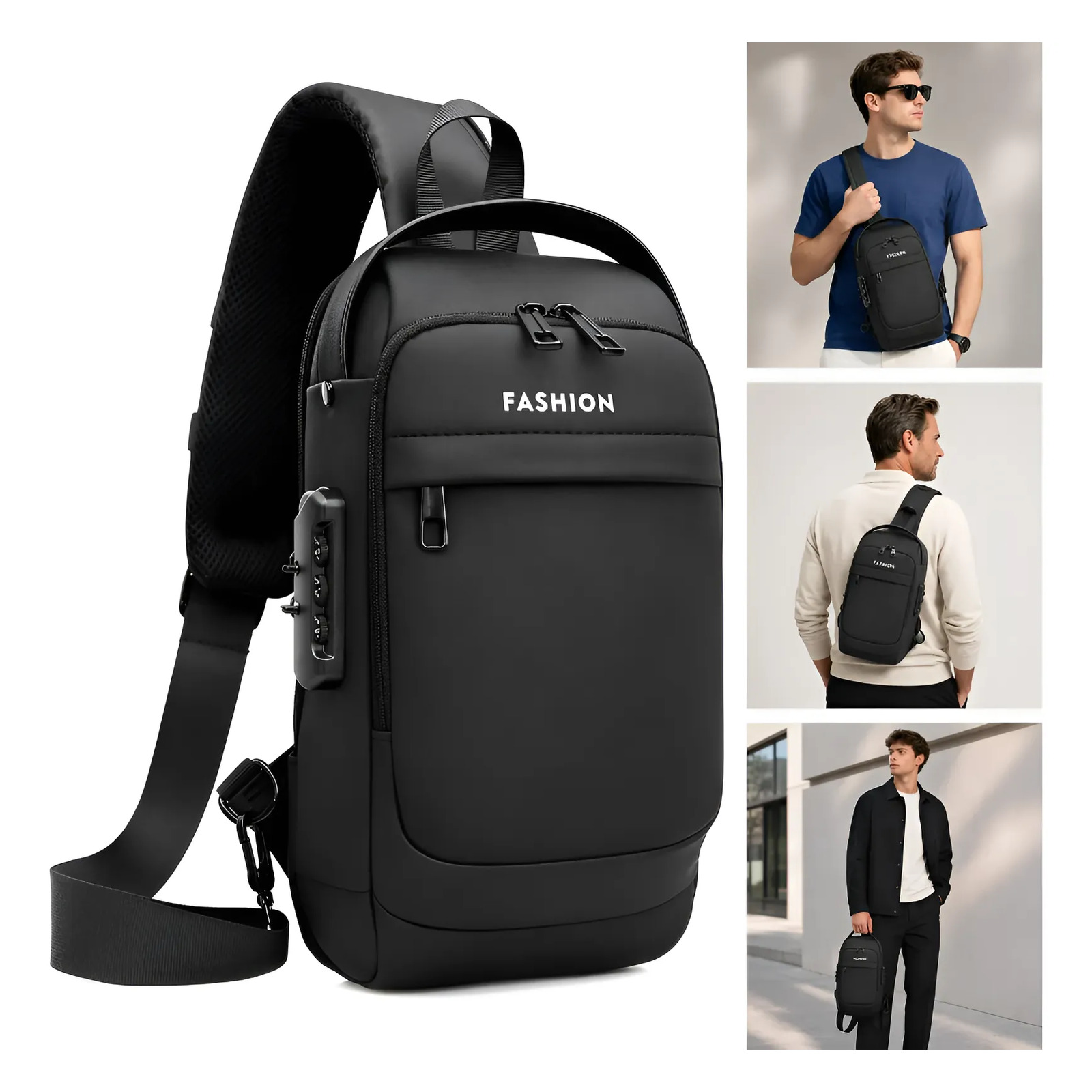 Bolsa Shoulder Tiracolo Antifurto USB Impermeavel Masculina