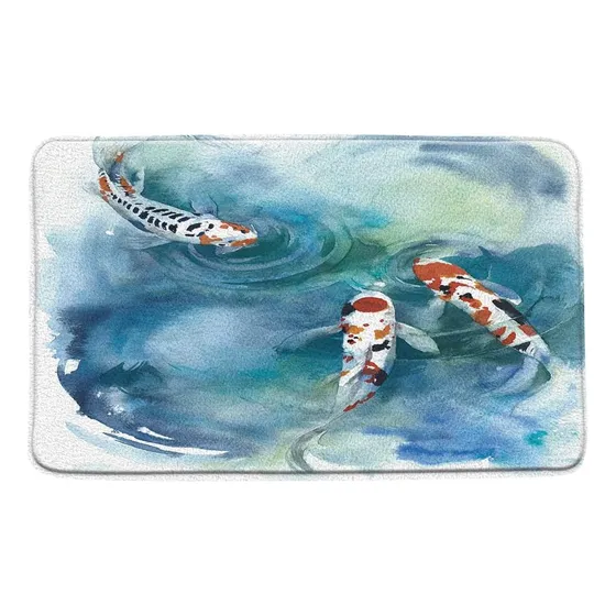 Amfd Koi Fish Alfombra De Baño Rojo Asiático Japonés Acuarel