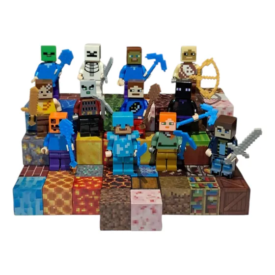 100 Bloques Magneticos + 3 Figuras Minecraft 100 Minecraft