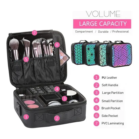 Maletin Tipo Cartera Brochas Maquillaje Paris Nigth Y Cherim
