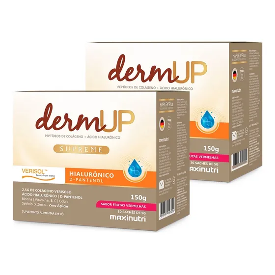 Kit 2 Colágeno Dermup Com Ácido Hialurônico Frutas Vermelhas