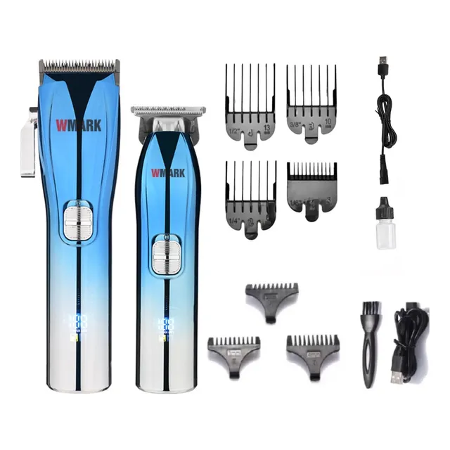 Combo Máquina Trimmer Wmark Ng603 Barbería Profesional 