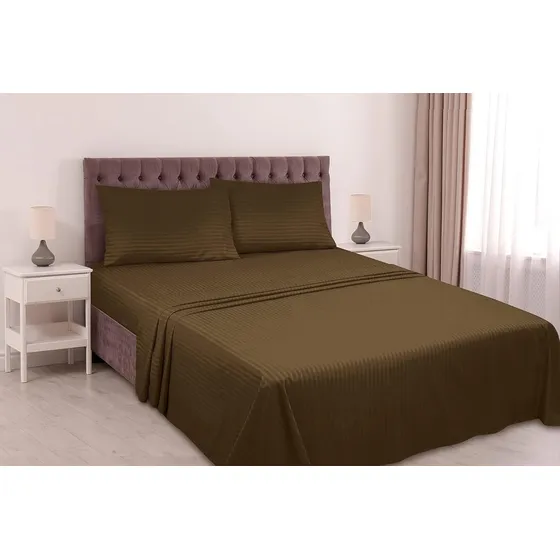 Juego De Sábanas Hoteleras Sencillo Café
