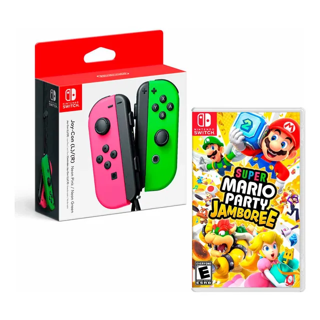 Controles Joy-con Pink Green + Mario Party Jamboree
