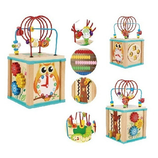 Cubo Didactico Madera Prono 5 En 1 Reloj Abaco Cubeta Toys Cubo Didactico Madera Prono 5 En 1 Reloj Abaco Cubeta Toys