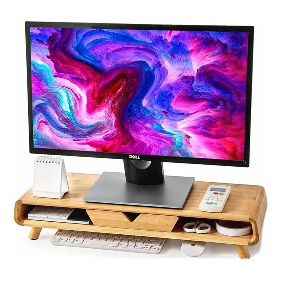 Suporte Base Elevatória P/ Monitor Bambu Mesa Apoio, Heimon