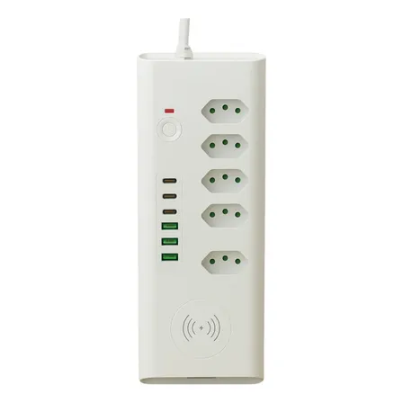 Extensão Régua 5 Tomadas 6 Usb 127/220v Carregamento Wireles Branco 127/220v