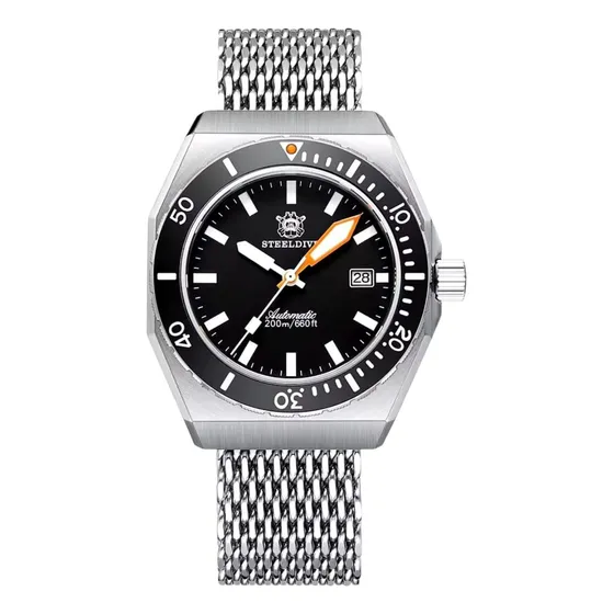 Steeldive Scuba Diver Automático Seiko Nh35 Mergulho 200m Prateado Preto Preto