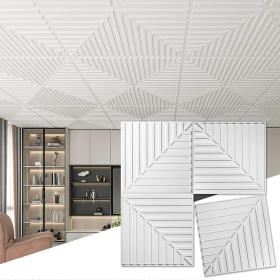 Paquete De 12 Paneles Texturizados Pvc 3d Color Blanco