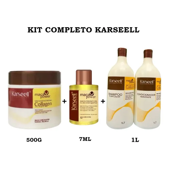Kit Karseell Máscara + 1 Shampoo + 1 Condicionador + Òleo