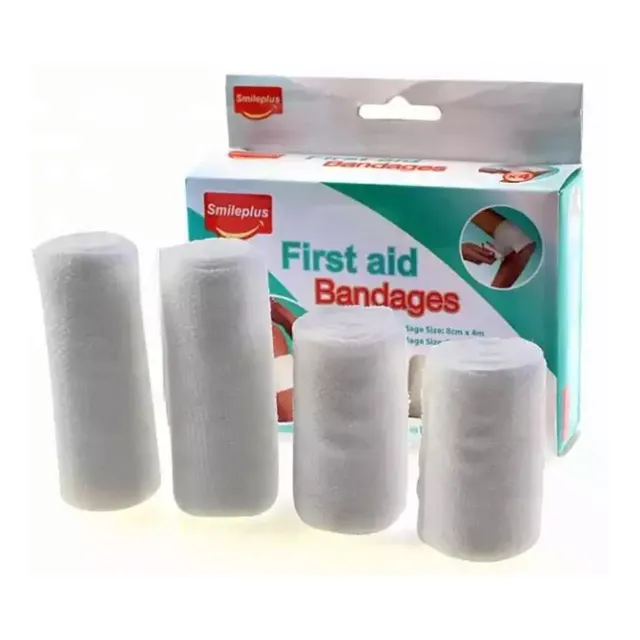 Pack 4 Rollos De Gasa 8 Y 6 Cm X 4 Metros Vendaje Estéril 