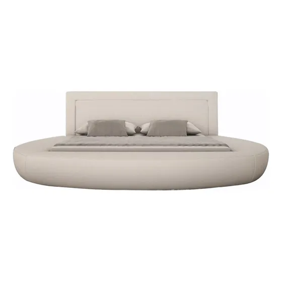 Cama Redonda Dos Plazas Tapizada Ecocuero,diseño Excelente