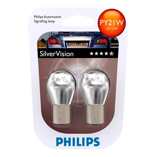 Kit 2 Lampara De Giro Ambar Philips Silver Vision Py21w
