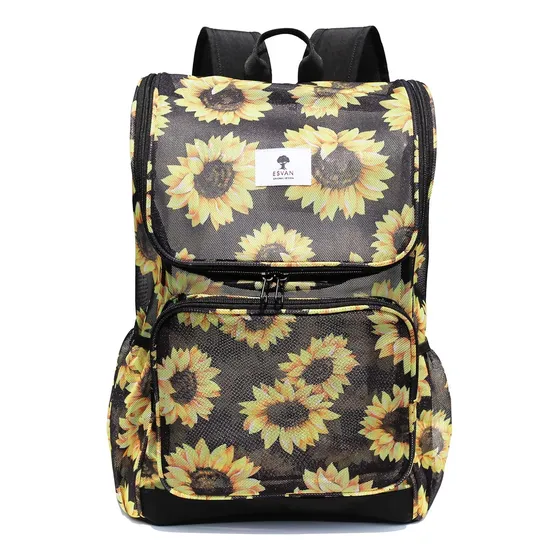 Bolso Morral De Malla Con Girasoles Flores De Dama Niña Gym