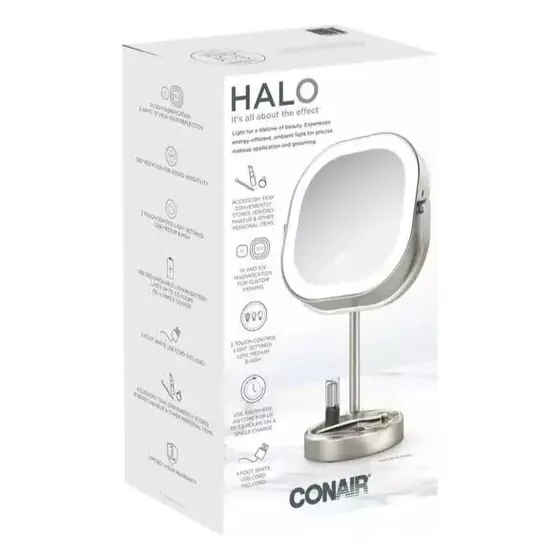 Espejo Maquillaje Recargable Conair Halo C/ Aumento Luz Led