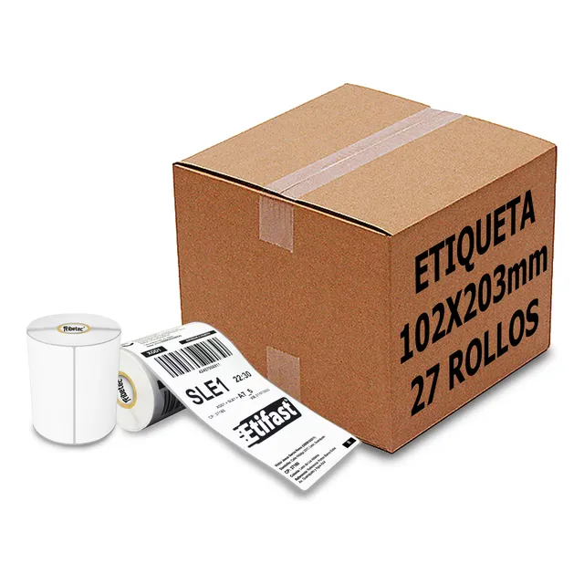 Caja 27 Rollos Etiqueta Térmica 4x8 Guias Envios 200 Pzs C/u